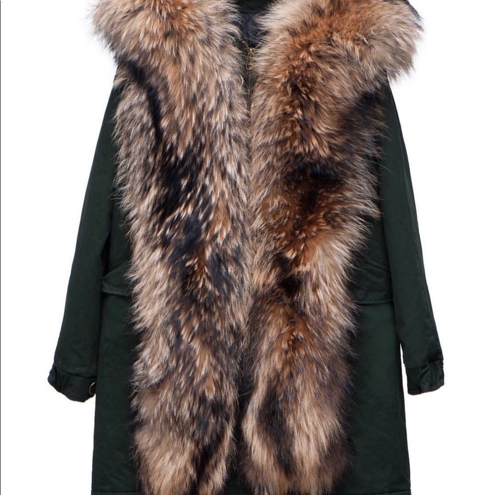Forest Green Mink Hooded Parka